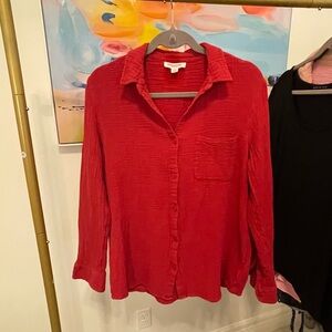 beachlunchlounge Red Textured Button-Down Shirt size Large